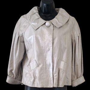 Chic Women's Leather Metallic Cape Jacket